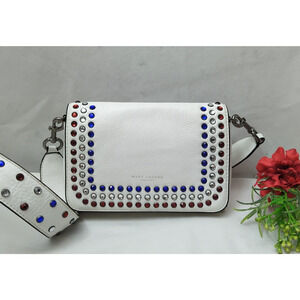 Marc Jacobs Star White Leather Mutlticolor Crystal Studded Crossbody Bag